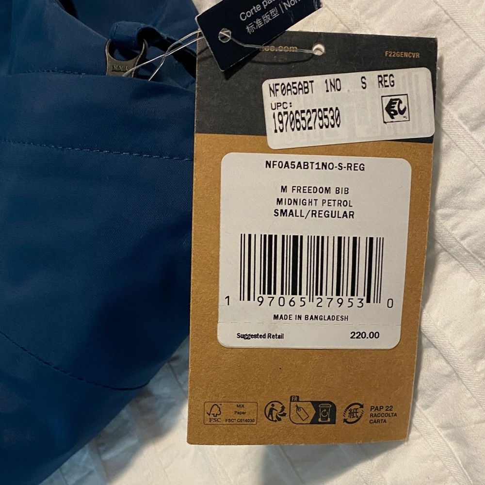 The North Face M Freedom Bib Shell Snow Adjustable Suspenders Size Small NWT - Picture 3 of 8